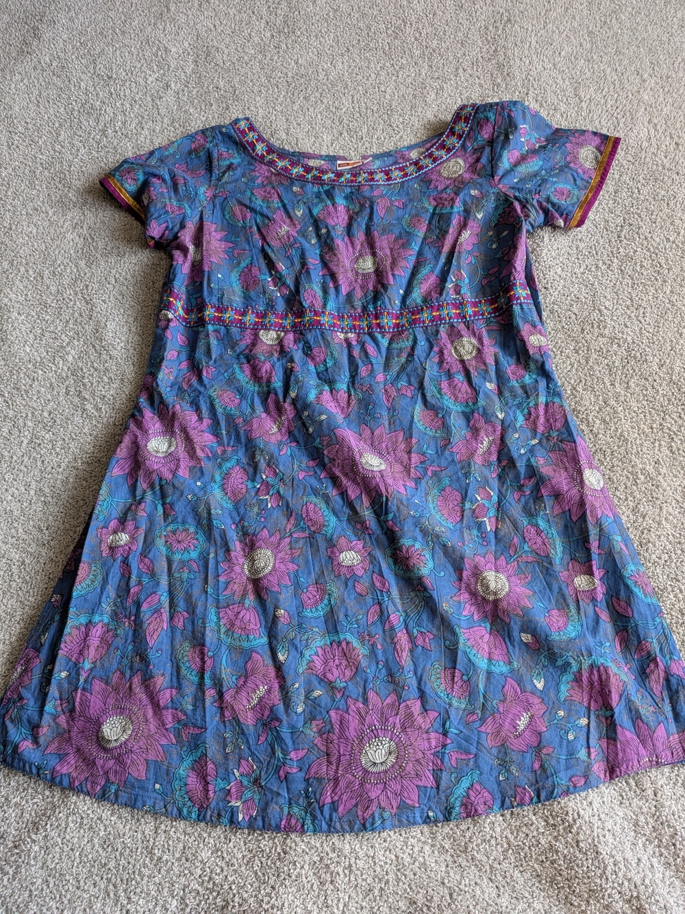 🌼B2G1🌼 Good Things Blue Purple Floral Short-Sleeve Tunic Top
